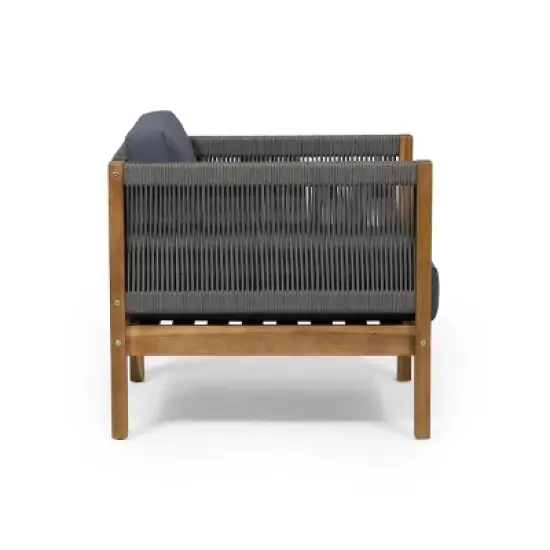 Christopher Knight Home Laurel Outdoor Acacia Wood and Rope Club Chair with Cushions image {3}