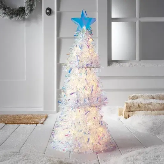 Incandescent Tinsel Tree with Plastic Tree Topper Star Christmas Novelty Sculpture Light with Clear Color Light Bulb- Wondershop&trade; image {1}