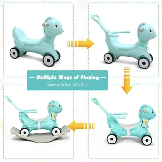Costway Baby Rocking Horse 4 in 1 Kids Ride On Toy Push Car w/ Music Indoor Outdoor Gift image {6}