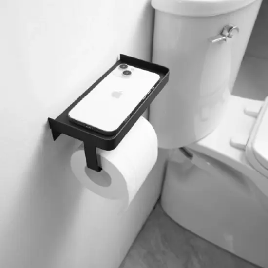 Wall Mount Toilet Paper Holder with Shelf Stainless Steel Paper Roll Holder Tissue Paper Holder image {8}