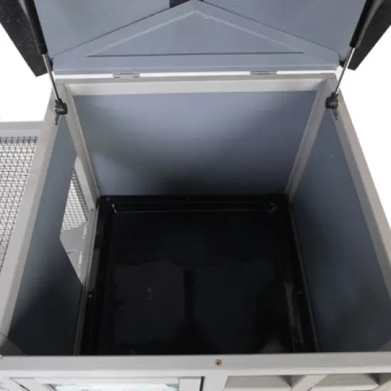 AZL1 Life Concept Pet Crates and Houses 2-Tier Wood Rabbit Hutch, Animal House with Removable Tray, Ramp, Openable Roof, Grey, 48.11"*24.21"*35.23" image {3}