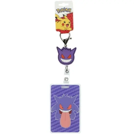 Pokemon Retractable Reel Lanyard Gengar Hard Plastic Badge ID Holder Keychain Purple image {4}