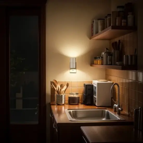 DORESshop White LED Night Light Plug-In 2-Pack, 3000K Soft White, 0&uml;C100LM Dimmable with Sensor, Modern Wall Nightlight image {4}