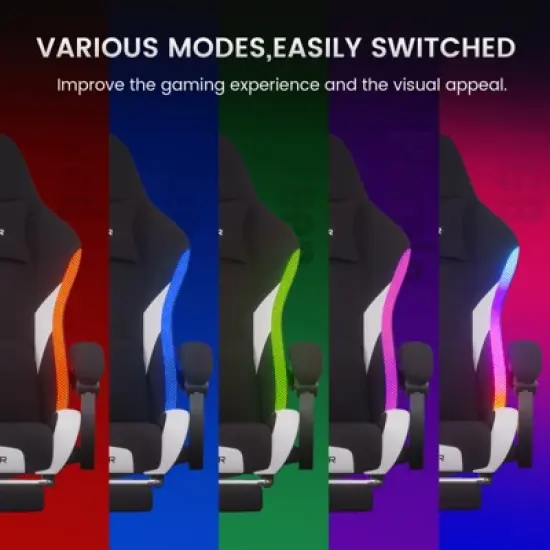 GTPLAYER RGB Ergonomic Gaming Chair with Footrest, Lumbar Support, Breathable Computer Chair with Pocket Spring Cushion, Chairs for Adults image {5}
