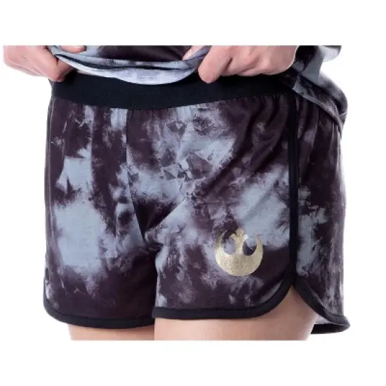 Star Wars Womens' In The Rebellion Tie-Dye Sleep Pajama Set Short Black image {2}