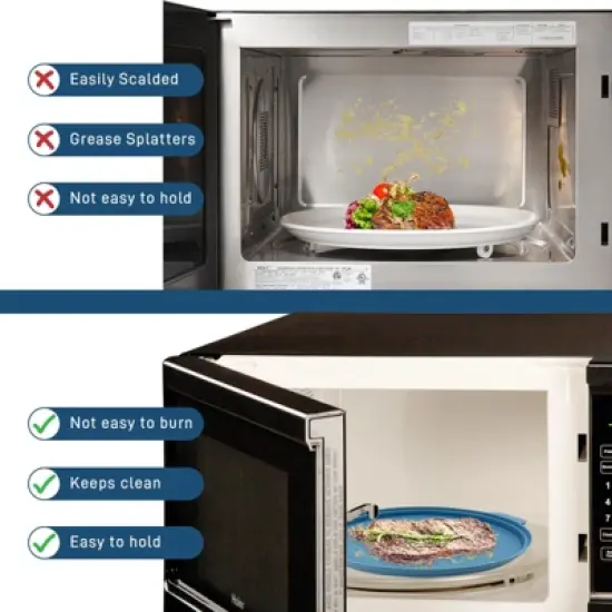 Itopfox Microwave Food Cover with Handle - Collapsible Vented Silicone Splash Guard & Tray for Heating, Doubles as Draining Basket for Washing Fruits image {1}