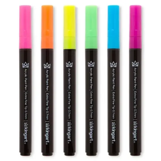 KINGART PRO Paint Pens Extra Fine Tip, 6 Neon Colors image {7}