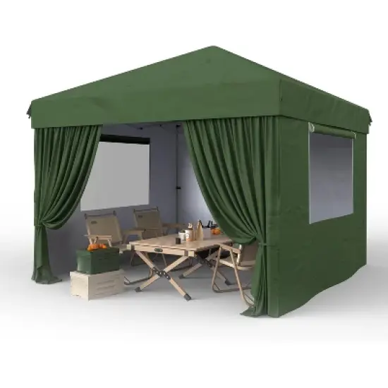 GustoWave 10 X 10ft Pop-Up Canopy with 4 Removable Sidewalls for Camping image {7}