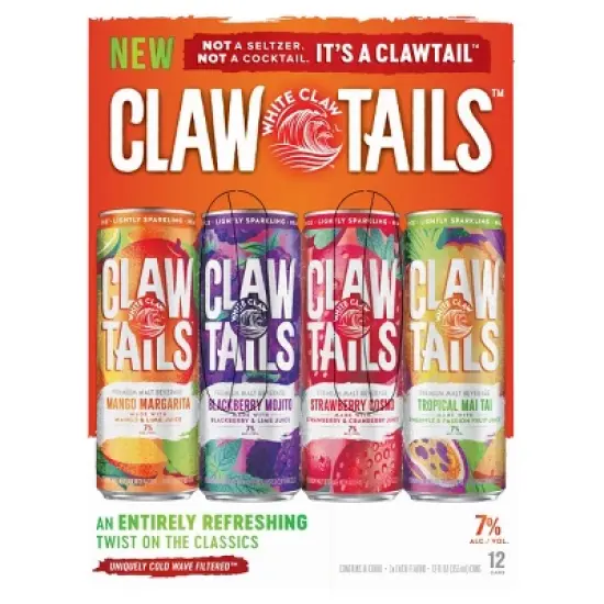 White Claw Hard Seltzer Clawtails Variety Flavored Alcoholic Beverages - 12pk/12 fl oz Cans image {12}