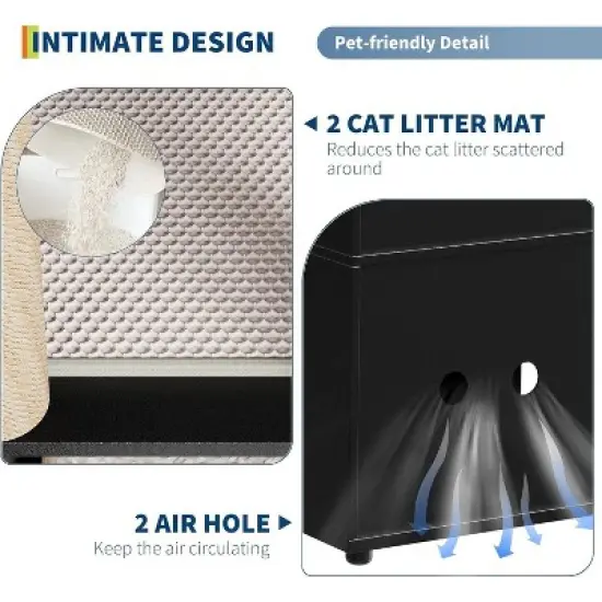 Acekool Double Layer Cat Litter Box Enclosure for 2 Cats, Hidden Litter Box Furniture with Scratching Post, 2-Story Cat Washroom & Bed, End Table image {4}