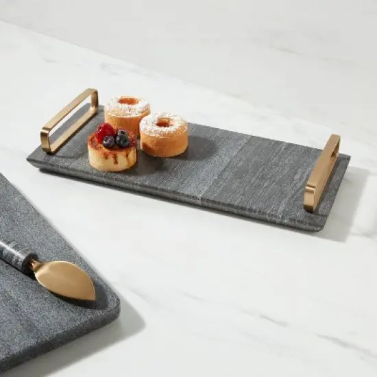 14" x 6" Marble Serving Tray with Handles - Threshold&trade; image {1}