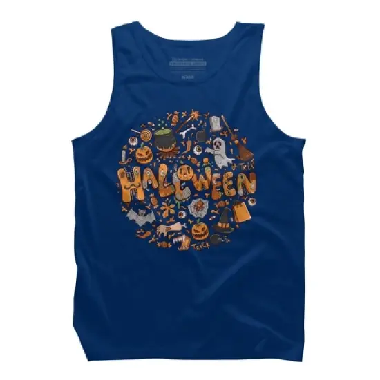 Men's Design By Humans happy halloween greeting holiday illustration By ghinan Tank Top image {6}