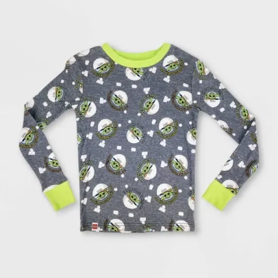 Boys' LEGO Star Wars: The Mandalorian 4pc Cotton Pajama Set - Heather Gray/Green/Back image {3}