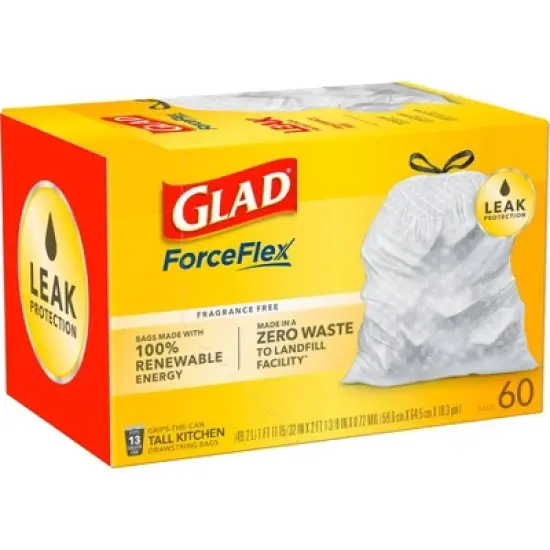 Glad ForceFlex Tall Kitchen Drawstring Trash Bags - Unscented - 13 Gallon image {2}