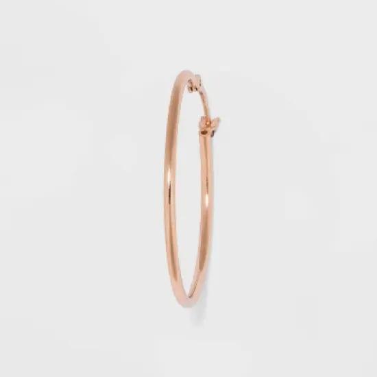 Two-Tone Sterling Silver Hoop Fine Jewelry Earring Set 2pc - A New Day&trade; Silver/Rose Gold image {1}