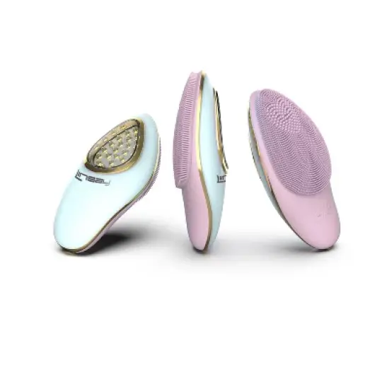 LINSAY Facial Cleansing Brush with LED Skin Therapy Included Super SPA Bundle with Potent anti-aging Serum, USB Cable, Headband and Cosmetic Bag image {1}