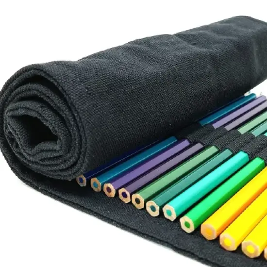 Wrapables Pencil Roll Organizer, Colored Pencil Wrap Pouch (72 slots), Black image {5}