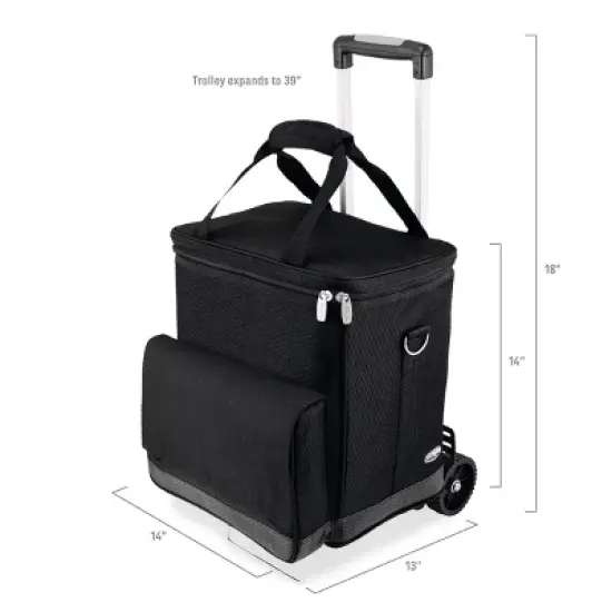 Legacy Cellar 6-Bottle Wine Carrier and Cooler Tote with Trolley - Black/Gray image {3}