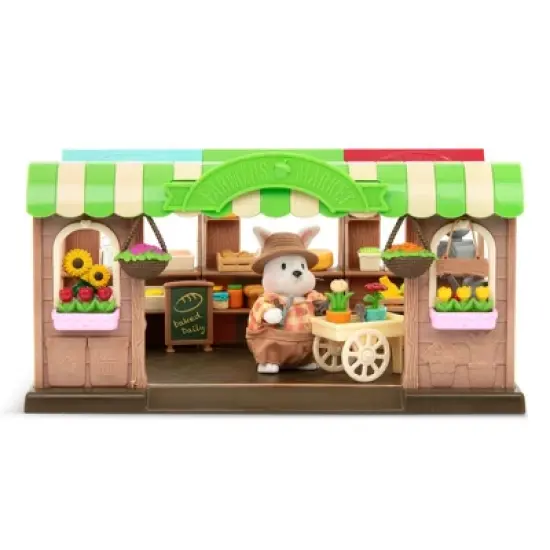 Li'l Woodzeez Store Playset with Toy Food 68pc - Hoppin' Farmers Market image {1}