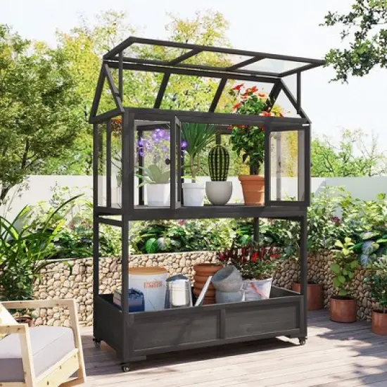 Bella Depot Portable Mini Greenhouse with Openable Roof and Storage Box image {14}