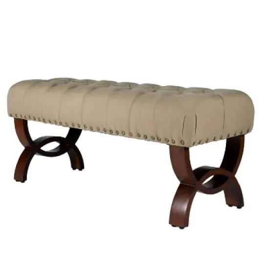 Carolina Tufted Bench with Nailhead Trim Cream - HomePop image {4}