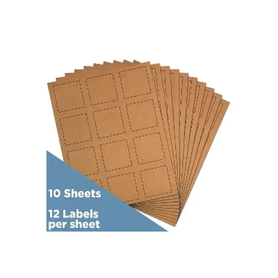 JAM Paper Square Labels 2" x 2" Brown Kraft 12 Labels/Sheet 10 Sheets/Pack (367831070) image {1}