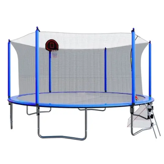 HFYee 12/14/16FT Dual-Color Trampoline Curved Safety Pole & Enclosure Net for Ages 8+ for Family Play image {2}