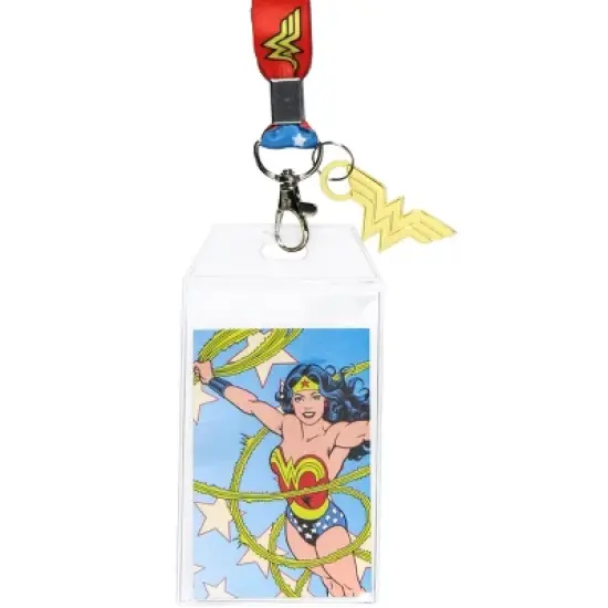Wonder Woman Lanyard with Metal Charm and Clear ID Holder image {1}