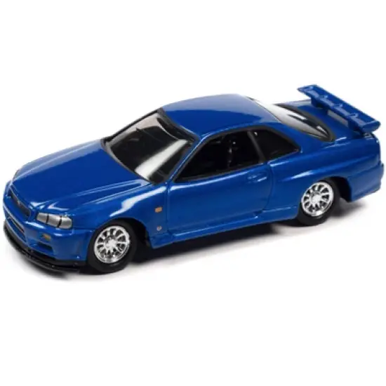 1999 Nissan Skyline GT-R RHD Blue Met. w/Poker Chip Collector's Token and Game Card 1/64 Diecast Model Car by Johnny Lightning image {1}