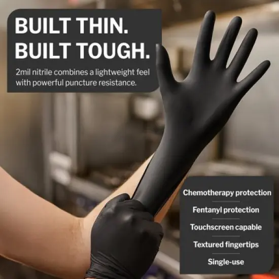 CareStock Nitrile Exam Glove - Textured - Black, 10 boxes image {5}