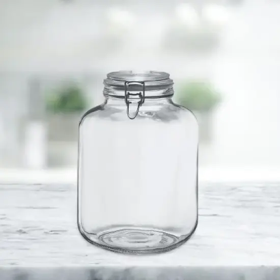 Amici Home Glass Hermetic Preserving Canning Jar Italian, Airtight Hinged Clamp Clasp Lid, Storing and Canning Uses, Clear, 2-Piece,145 oz 1.1 Gallon image {3}