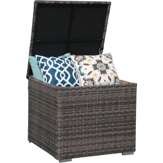 SUGOLD Outdoor Storage Box, Waterproof Deck Box for Patio Furniture, Wicker Storage Bin image {1}