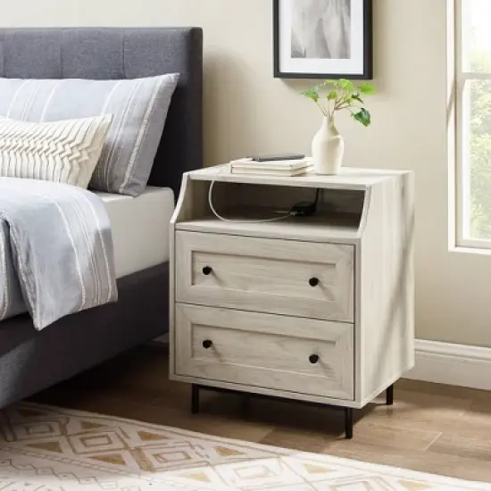 Transitional 2 Drawer Nightstand with USB Port - Saracina Home image {5}