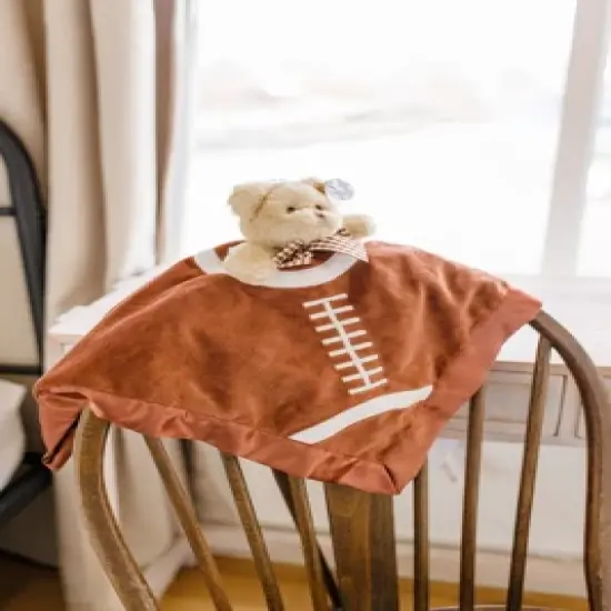 Bearington Baby Touchdown Snuggler, Football Plush Stuffed Animal Teddy Bear Security Blanket, Lovey 15" image {2}