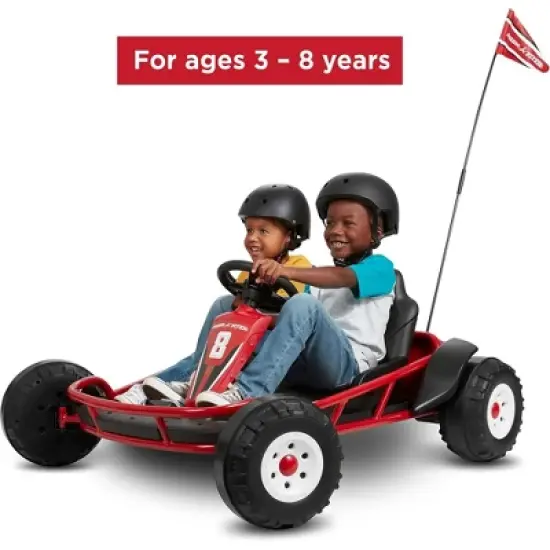 Radio Flyer Ultimate 24 Volt Electric Go-Kart with 2 Seats, Adjustable Seat, Rubber Wheels, and Speeds up to 8 MPH, for Kids Ages 3-8, Red image {2}