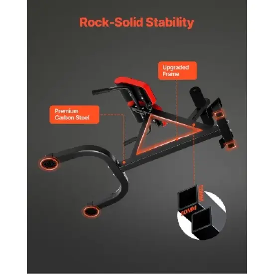 VEVOR Roman Chair Hyperextension Bench, 300 lbs Adjustable Extension Machine, Multi-Function Exercise Equipment for Glute, Hamstring, Black image {4}