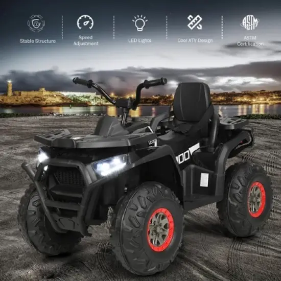 Costway 12V Kids Electric 4-Wheeler ATV Quad 2 Speeds Ride On Car w/MP3&LED Lights image {4}