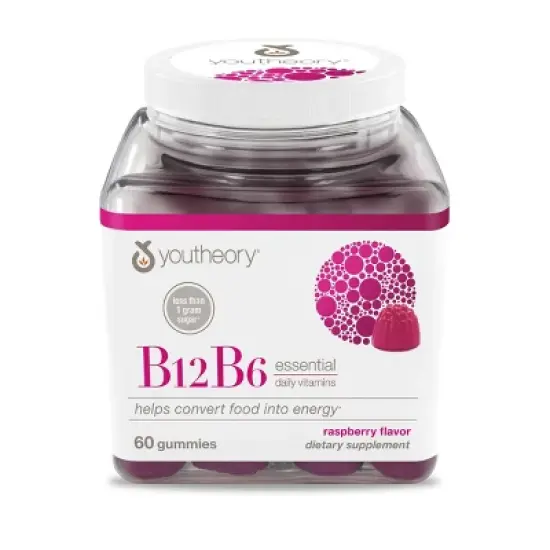 Youtheory B12B6 - Vegan Vitamin B6 & Vitamin B12 - Offers Brain Health, Energy & Immunity Support* - Dairy, Soy & Gluten Free - 60 Gummies image {3}