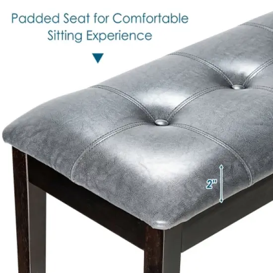 Costway Upholstered Dining Bench w/Padded Seat for Kitchen Bedroom Entryway Grey image {4}