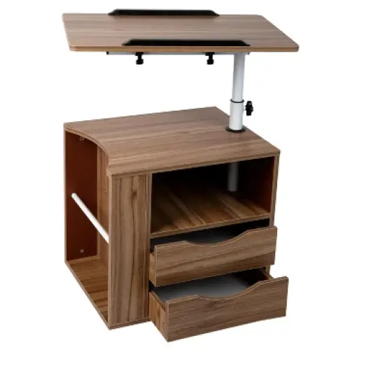 Mind Reader Bedside Workstation Adjustable Desk Nightstand, Wood Finish image {3}