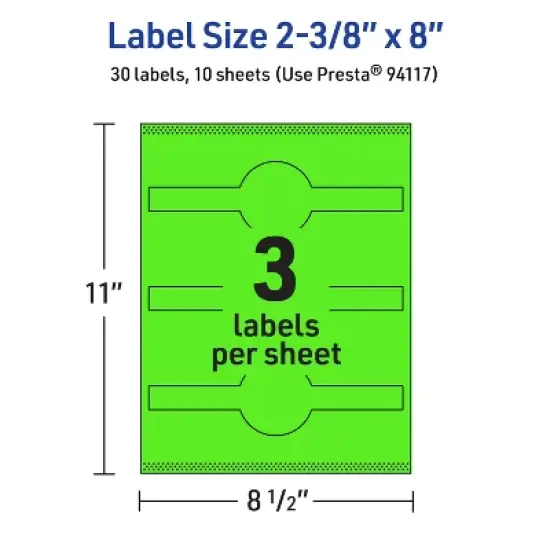 Avery Printable Wraparound Band Labels, Neon Green, 2-3/8" x 8", 30ct image {4}