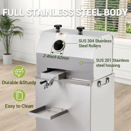 Commercial Sugar Cane Juicer Machine Electric Press Extractor 660LBS/H With Wheels image {5}