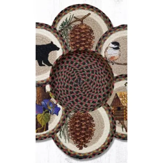 Earth Rugs Cabin Bear Round Trivet in a Basket &ndash; Rustic Kitchen Hot Pad 10"x10" image {2}