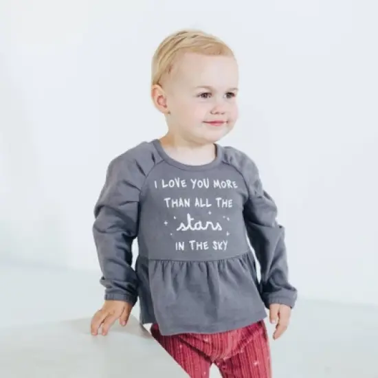 Grayson Collective Toddler Girls' Peplum Long Sleeve Top & Leggings Set - Maroon/Gray image {3}