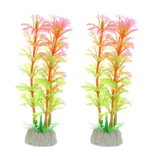 Unique Bargains Aquarium Plastic Plants for Goldfish Tank Landscape Decoration 4.72" 2 Pcs image {6}