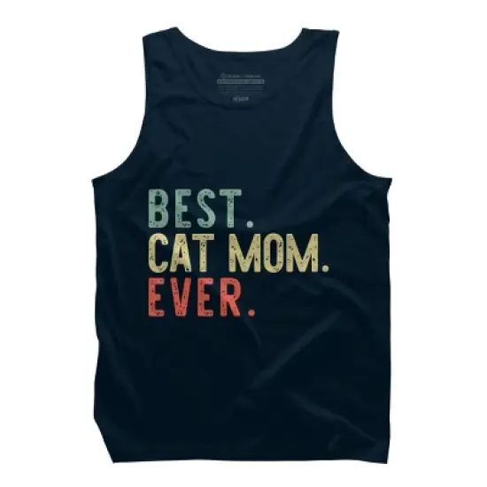 Men's Design By Humans Best Cat Mom Ever Funny Mommy Vintage Gift Christmas T-Shirt By mothersdaygift Tank Top image {5}