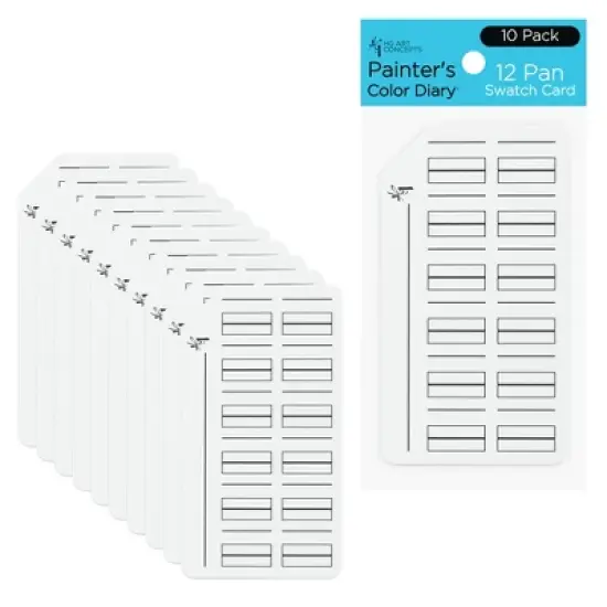 HG Art Concepts Painters Color Diary Watercolor Swatch Card, 12-Pan Size, 10-Pk, 140 lb Hot Press 100% Cotton Paper, Fits New York Central Palette image {7}