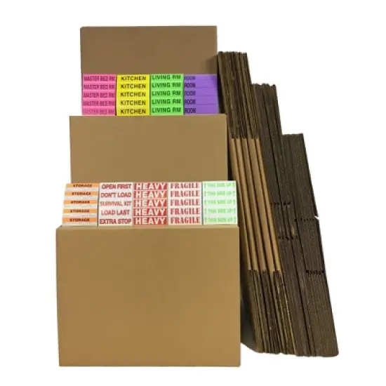UBMOVE Moving Kit #4 - 24 Boxes Combo Small, Medium, Large Boxes And Labels image {8}