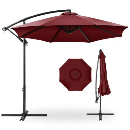 Best Choice Products 10ft Offset Hanging Outdoor Market Patio Umbrella w/ Easy Tilt Adjustment image {15}