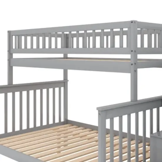 Twin over Full Stairway Bunk Bed with Storage-ModernLuxe image {4}